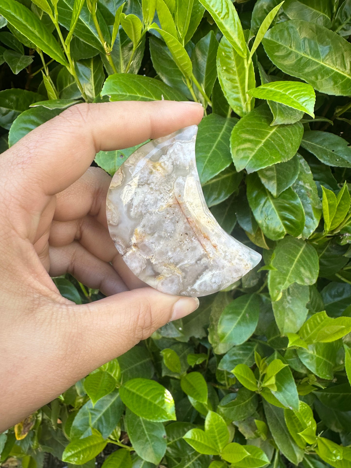 Flower Agate Moon Crystal Carving