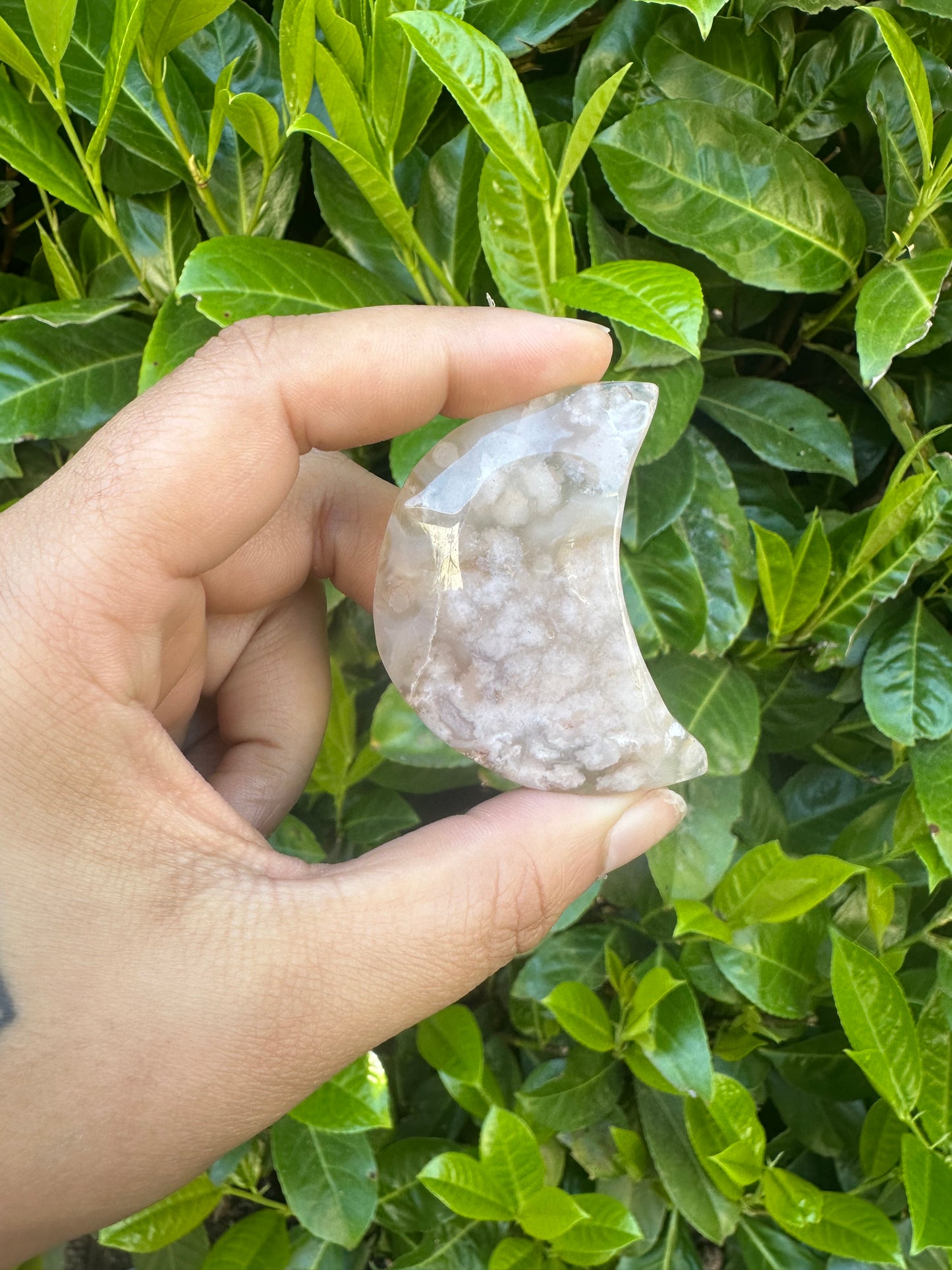 Flower Agate Moon Crystal Carving