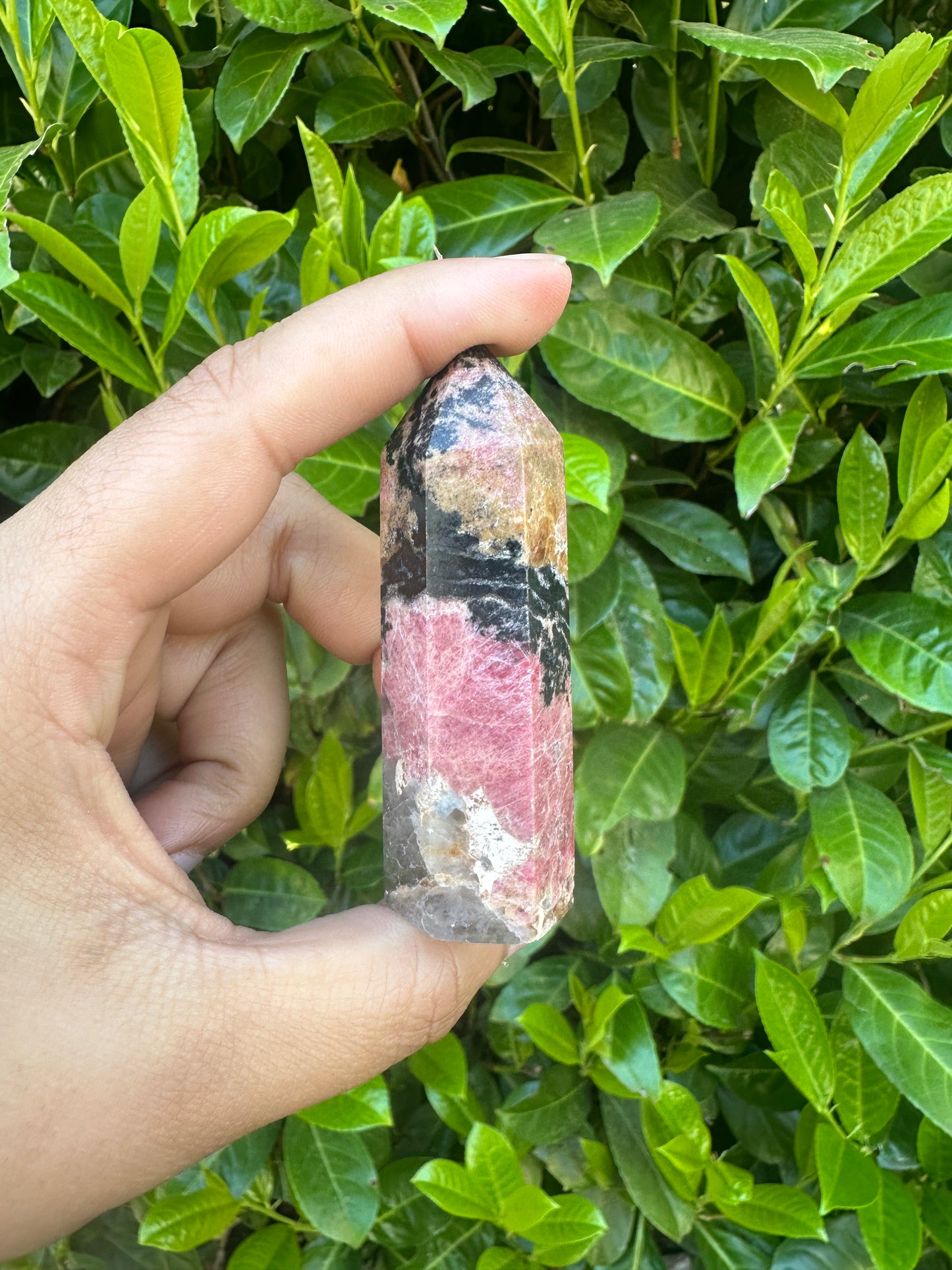 Rhodonite Tower Crystal Carving