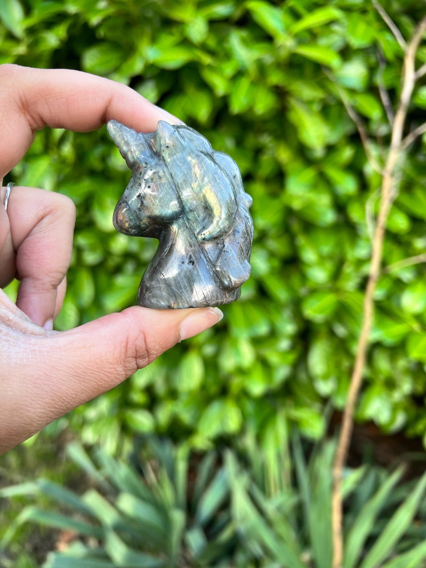 Labradorite Unicorn Crystal Carving