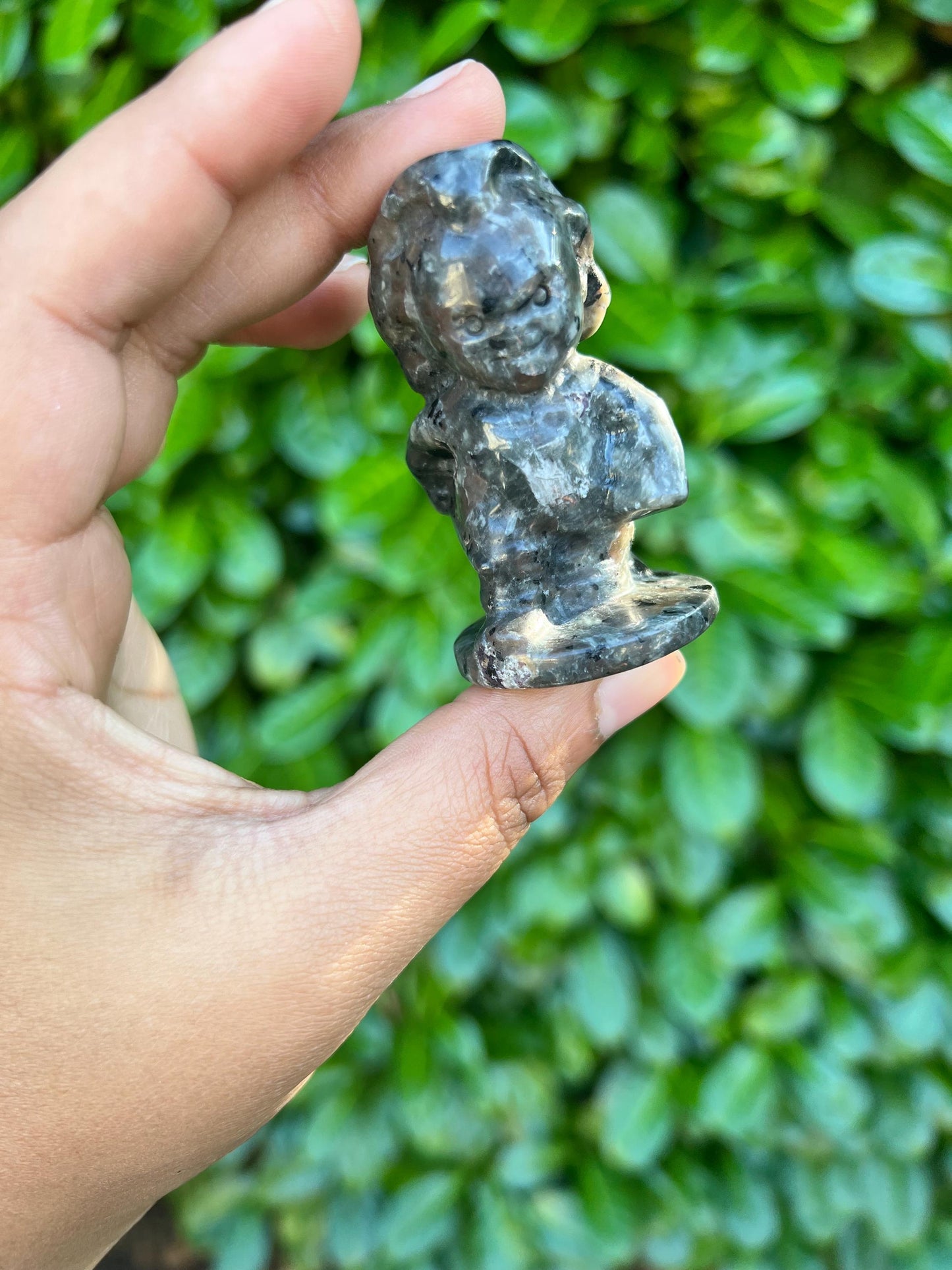 Larvikite Chucky Crystal Carving