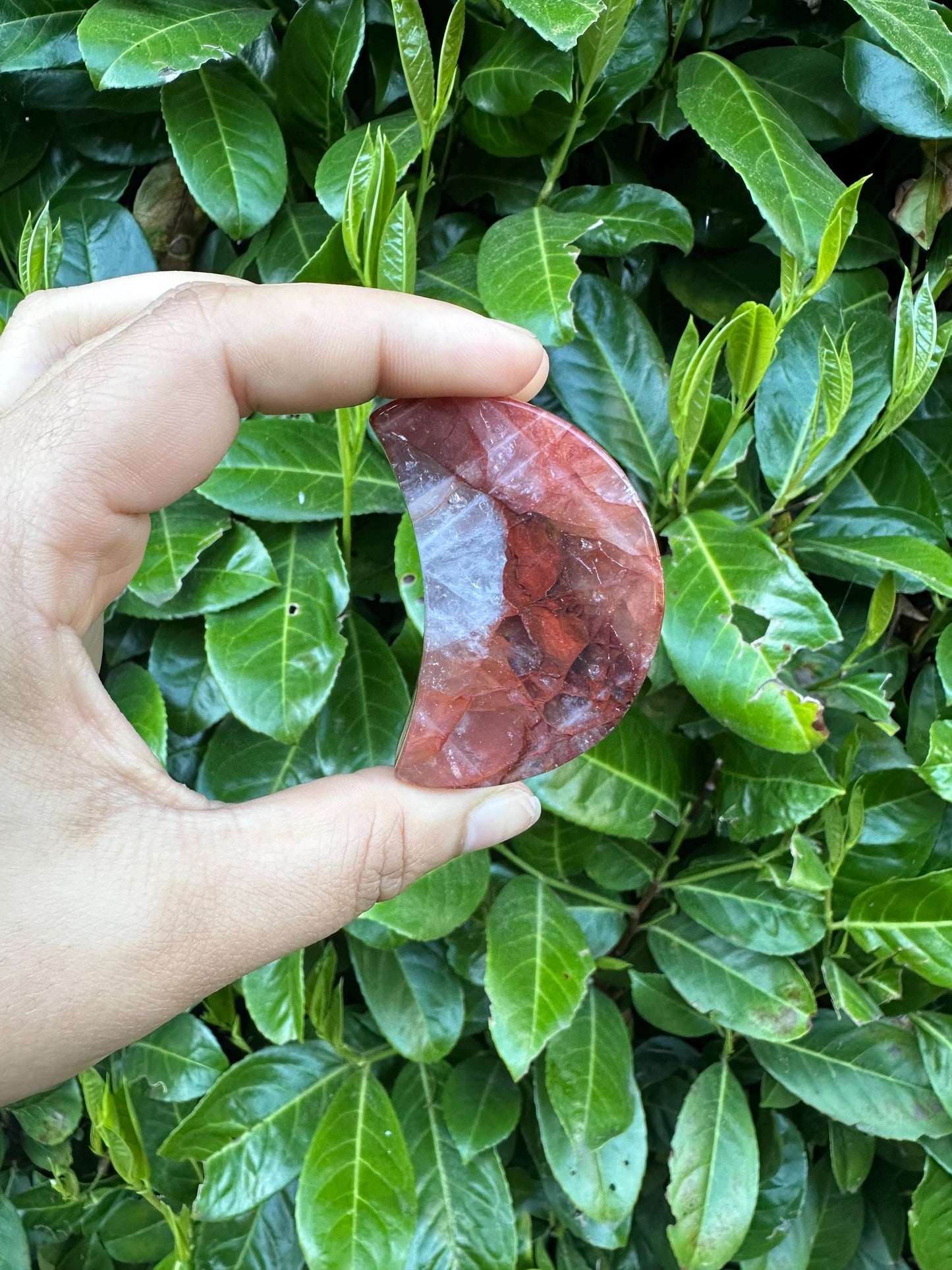 Fire Quartz Small Crescent Moon Bowl Carving