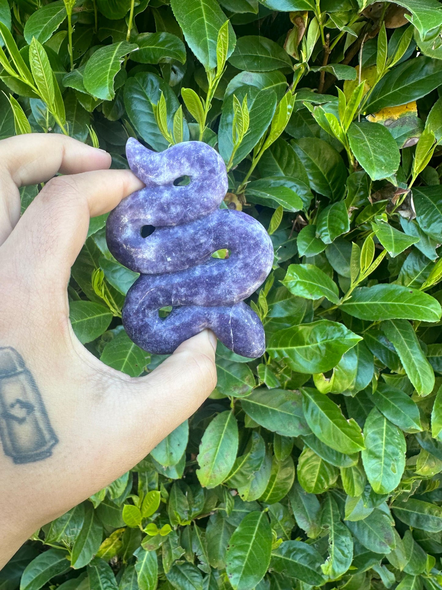 Lepidolite Snake Crystal Carving