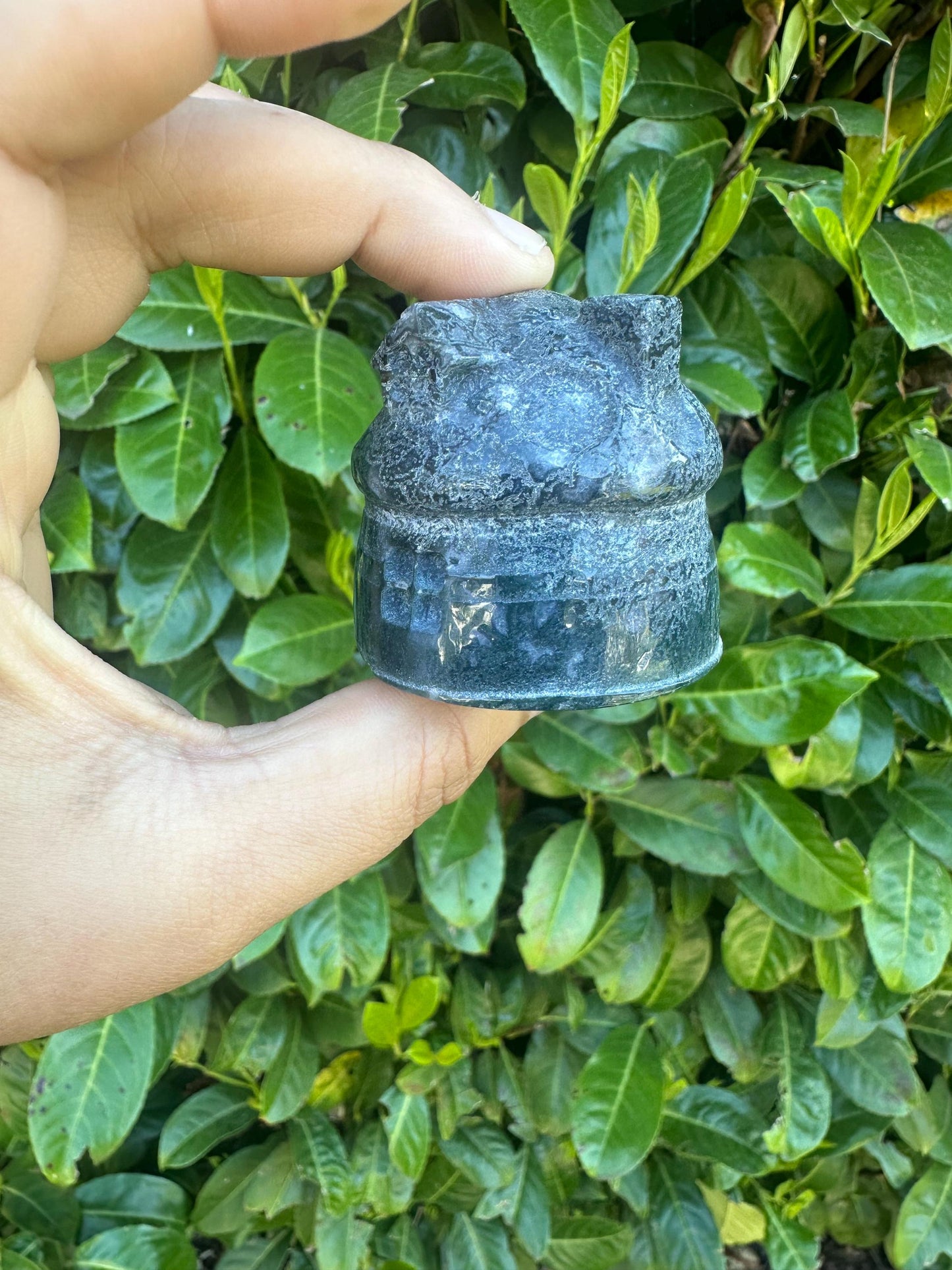 Moss Agate Cottage House Crystal Carving