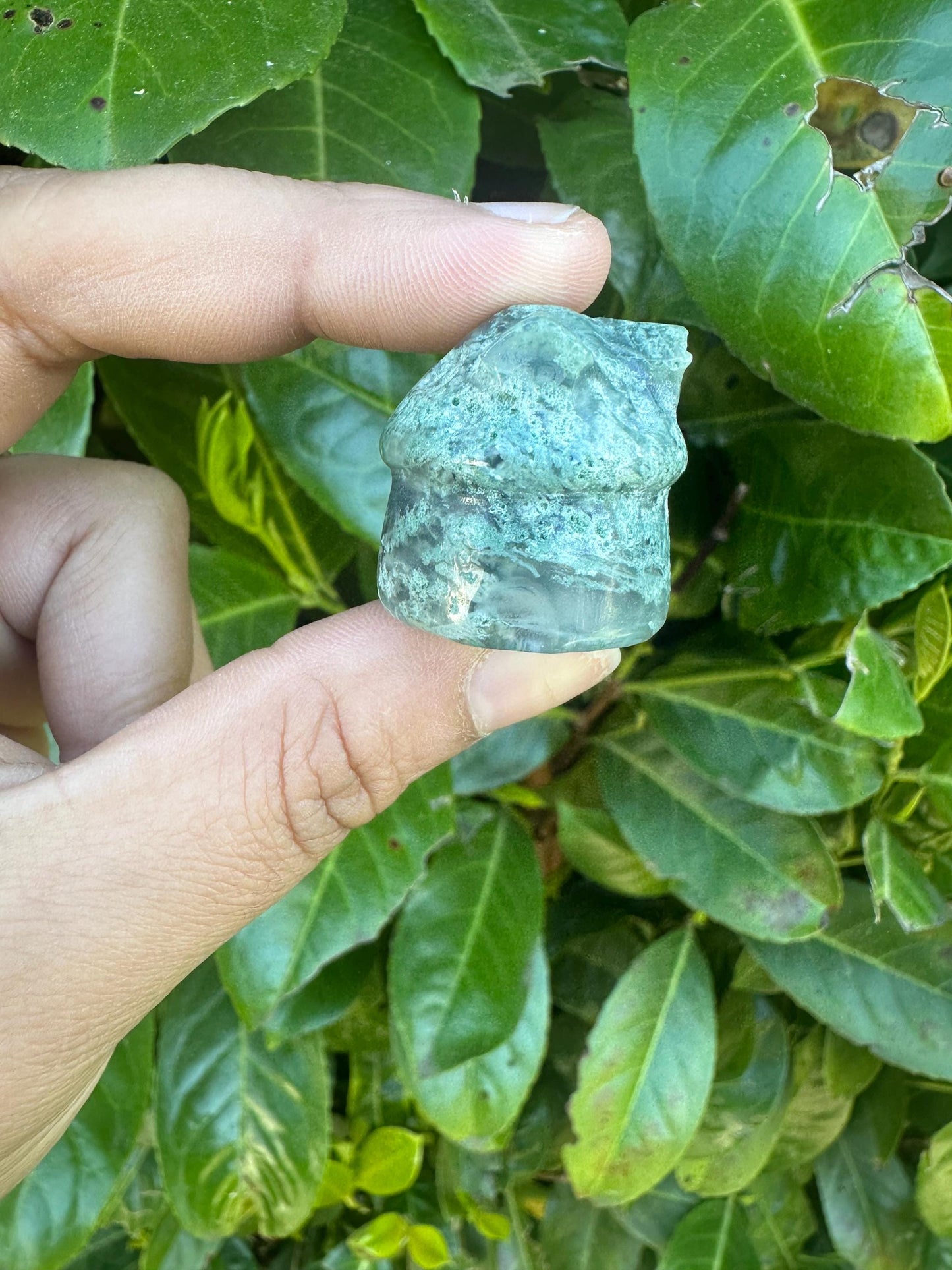 Moss Agate small Cottage Crystal Carvings