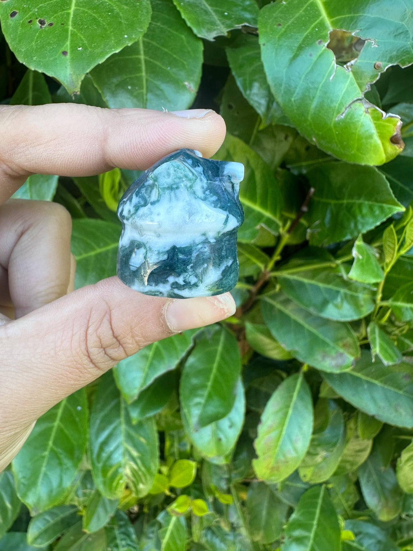 Moss Agate small Cottage Crystal Carvings