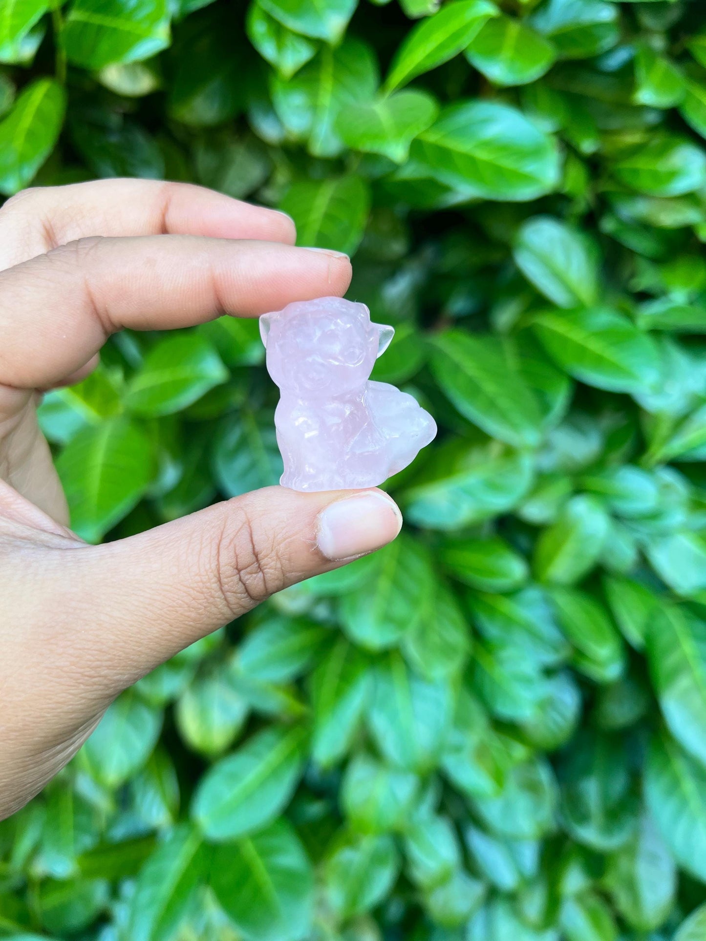 Rose Quartz Vulpix 1in Crystal Carving