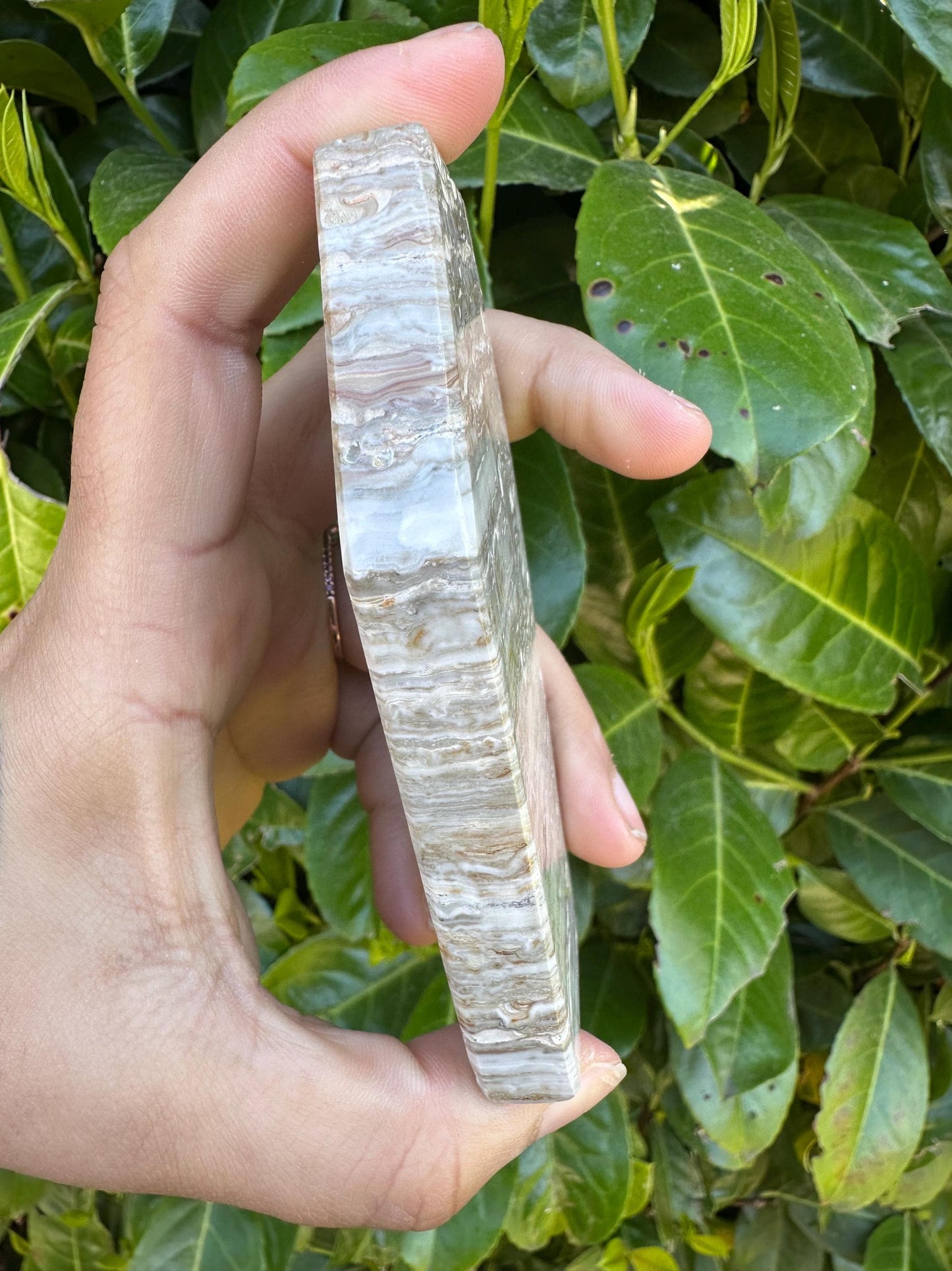 Mexican Banded Jalisco Onyx Coffin Shape Crystal Carving