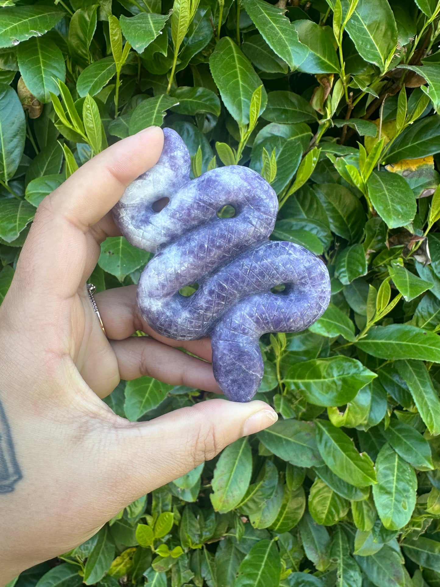 Lepidolite Snake Crystal Carving