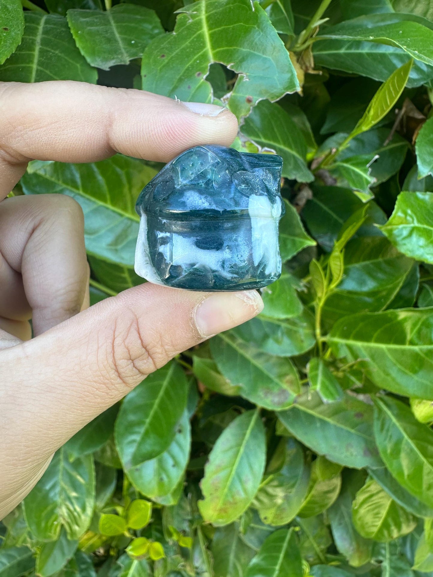 Moss Agate small Cottage Crystal Carvings
