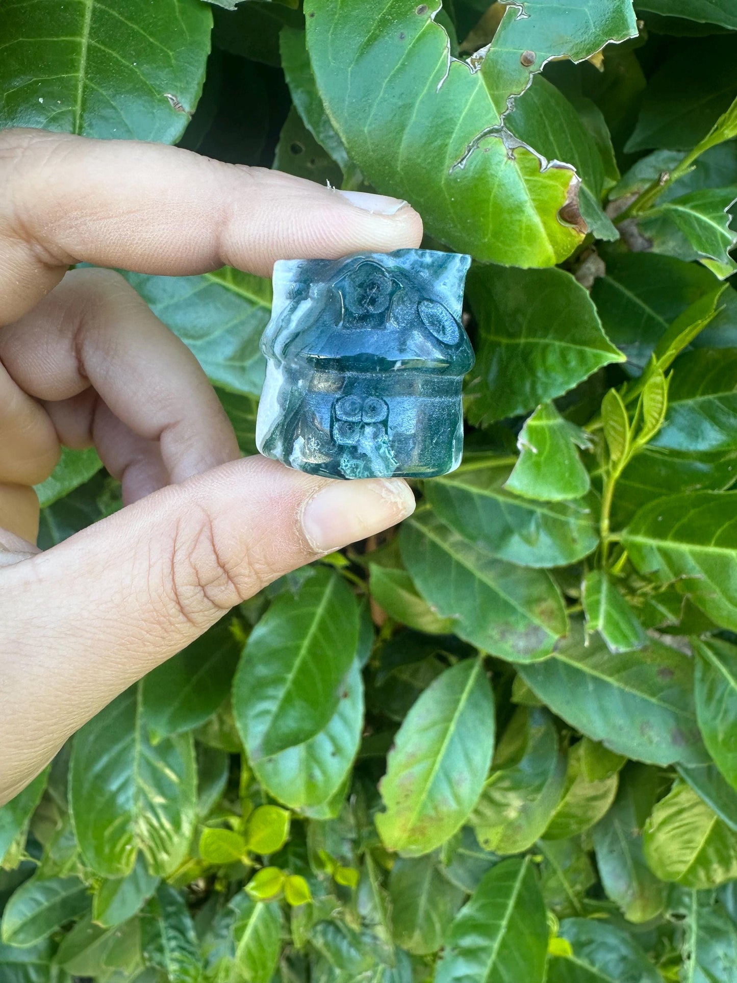 Moss Agate small Cottage Crystal Carvings