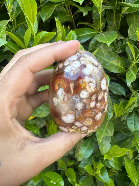 Carnelian Flower Agate Hybrid Freeform Crystal Carving