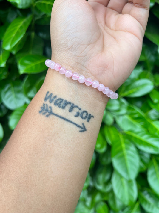 3MM Rose Quartz Beaded Stretch Bracelet