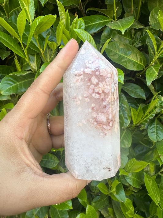 Flower Agate Crystal Tower