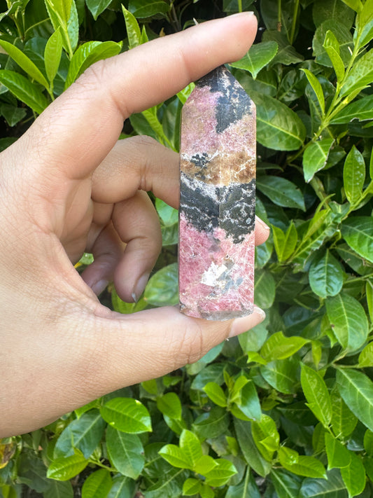Rhodonite Tower Crystal Carving