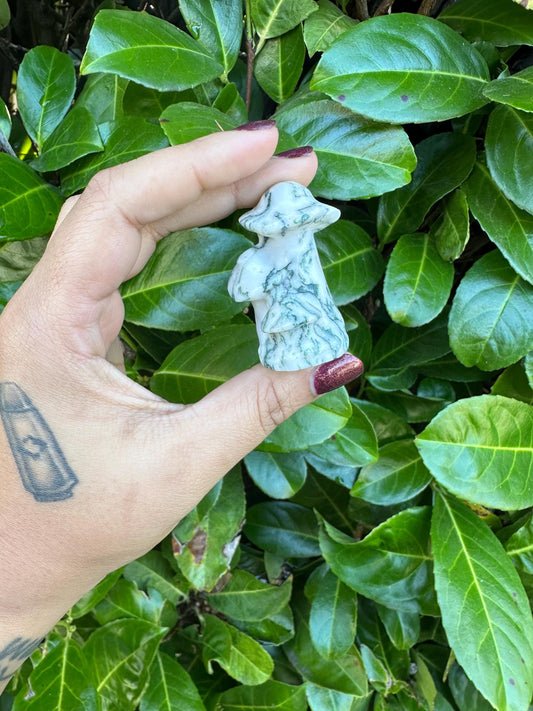 Tree Agate Mushroom Trio Crystal Carving