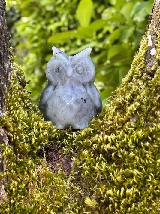 Labradorite Owl Crystal Carving
