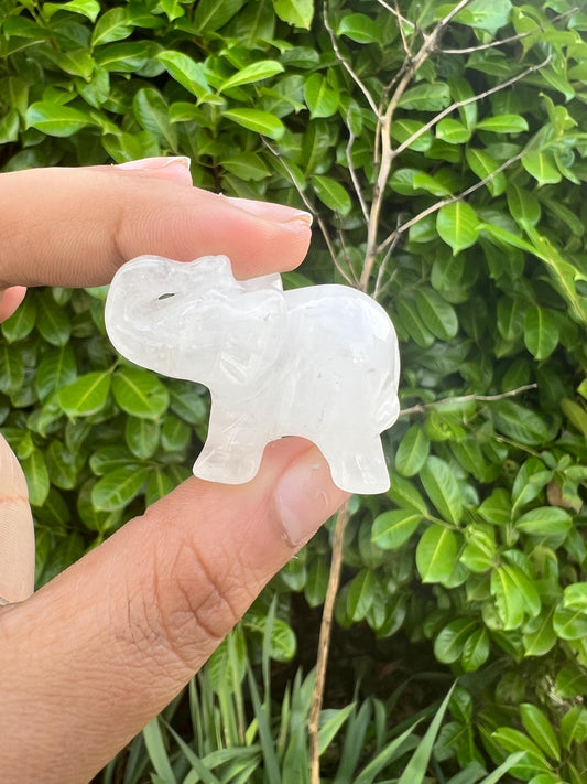 Clear Quartz 1in Elephant Crystal Carving