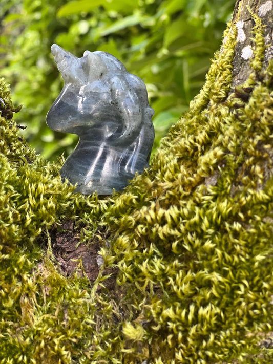 Labradorite Unicorn Crystal Carving
