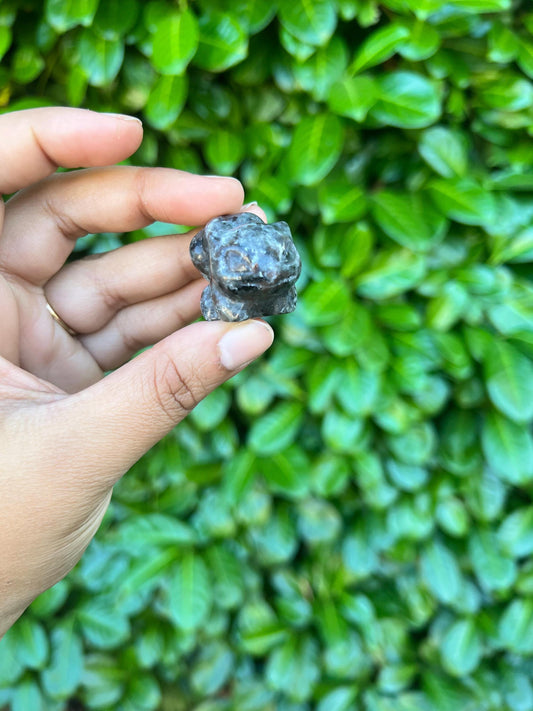 Larvikite 1in Bulbasaur Crystal Carving