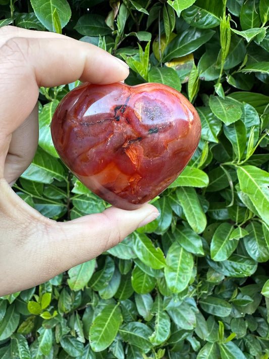 Carnelian Puffy Heart Crystal Carving