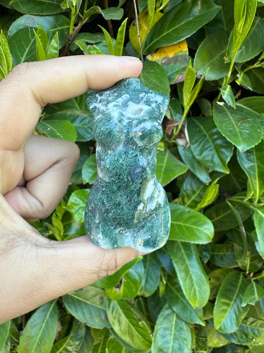 Moss Agate Lady Body Crystal Carvings
