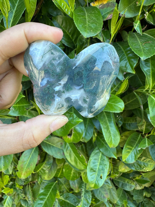 Moss Agate Butterfly Crystal Carving