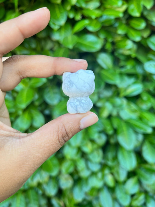 Howlite Hello Kitty Crystal Carving 1in