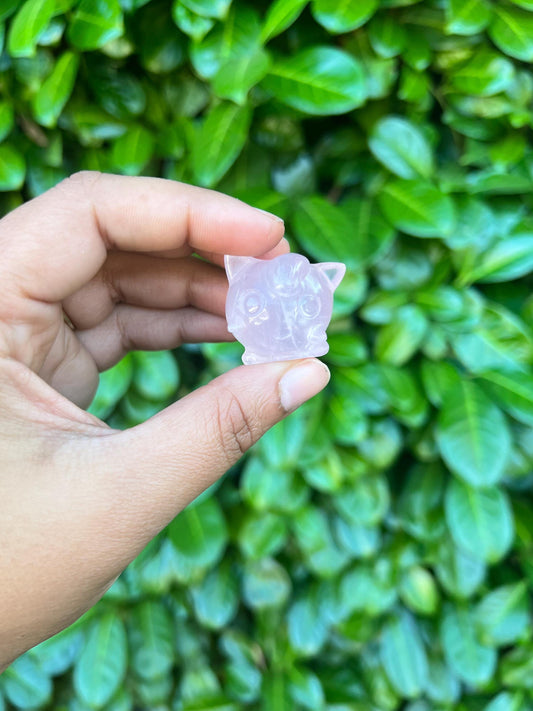 Rose Quartz 1in Jigglypuff Crystal Carving