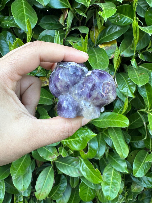 Dream Chevron Amethyst Bulbasaur Crystal Carving