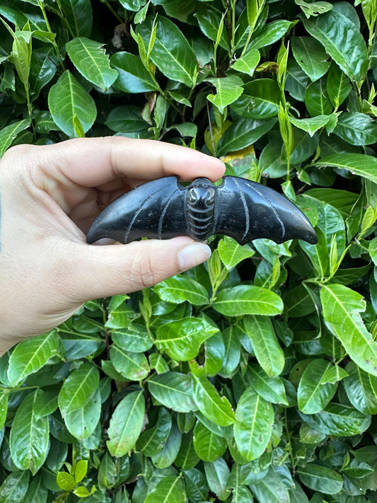 Black Obsidian Bat Crystal Carving