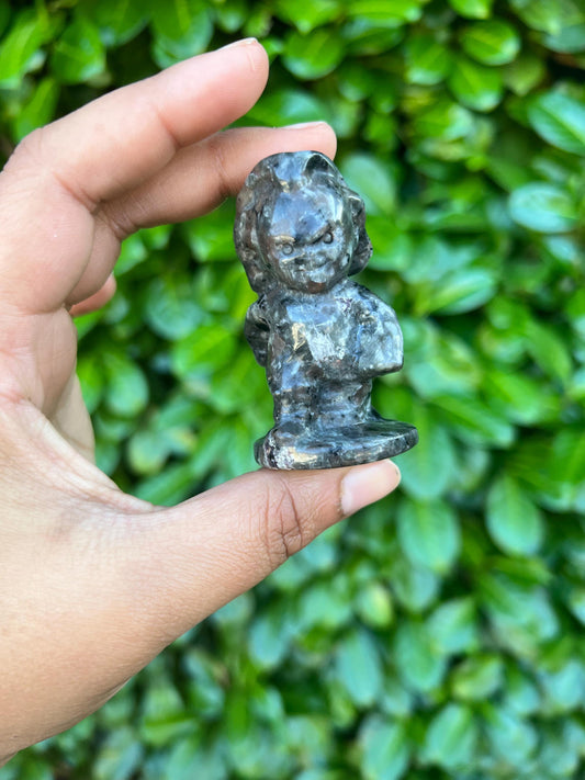 Larvikite Chucky Crystal Carving