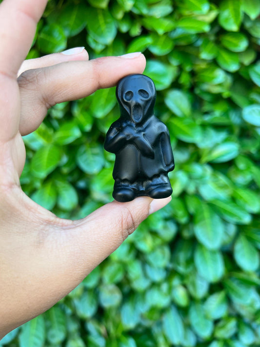 Black Obsidian Ghostface Scream Crystal Carving