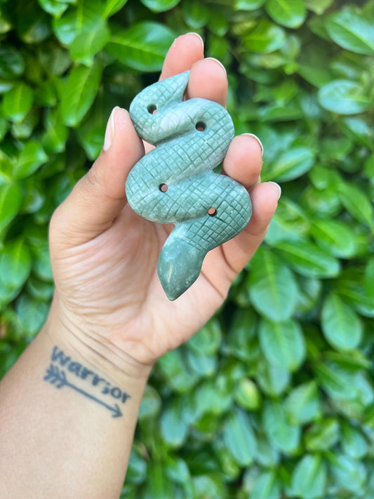 Green Jade Snake Carving